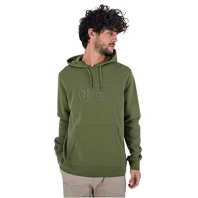 Image of Hurley Men&#039;s Cut Pullover Fleece Sweatshirt, Moss Green, M