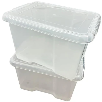 Image of STORM TRADING GROUP 24 Litre Clear Plastic Stacker Box Large Storage with Lids (3)