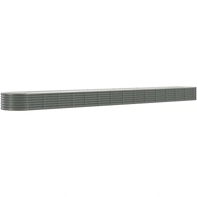 Image of vidaXL Powder Coated Steel Garden Raised Bed 620x80x36 cm Spacious Grey Outdoor Planter Box for Vegetables, Flowers, and Herbs