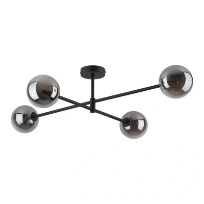 Image of Sarius Multi Arm Semi Flush Ceiling Lamp Black, Graphite Glass 4xG9