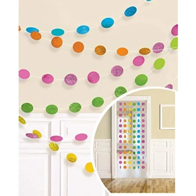 Image of Amscan 672423 90 Deco Rnd Glitter Strng Multi