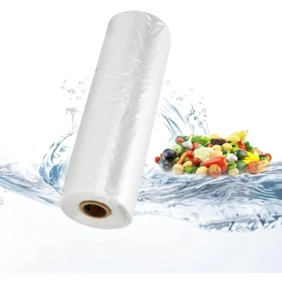 Image of Polythene Bags on a Roll Fruit Vegetable Clear Plastic Butchers Counter Fruit/Veg/Food/Meat 9&quot; x 14&quot; 18&quot; (2 Rolls)