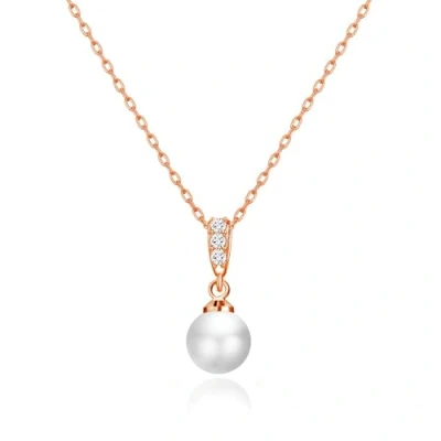 Image of Philip Jones Rose Gold Plated Pearl Drop Necklace Created with Zircondia® Crystals