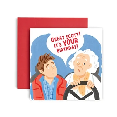 Image of Huxters Funny Birthday card Great Scott Happy for him gifts from men Friend Gift Cards Dad Brother Uncle Son 14.8cm (Happy Birthday)