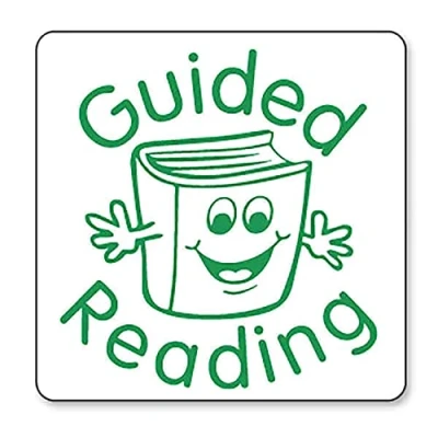 Image of Guided Reading Smiley Book Comprehension Pre Inked School Teachers Feedback Marking Mini Stamper Stamp 15mm Brainwaves Primary Teaching Services (Green)