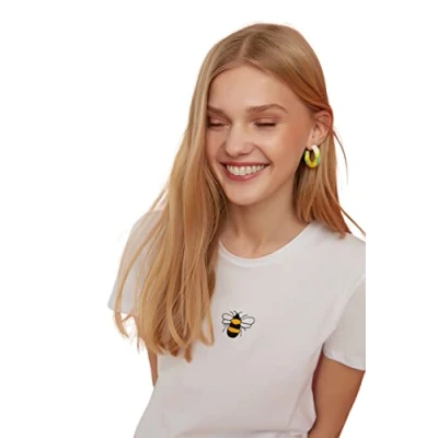 Image of Trendyol FeMan Design Regular fit Basic Crew Neck Knit T Shirt Weiß