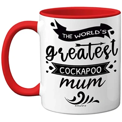 Image of Stuff4 The World&#039;s Greatest Cockapoo Mum, Gifts for Lovers, Dog Mum Mug, Cockerpoo Women, 11oz Ceramic Dishwasher Safe Premium Red Mugs