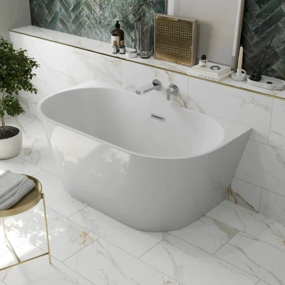 Image of Affine Small Back To Wall Freestanding Bath 1400 x 750mm