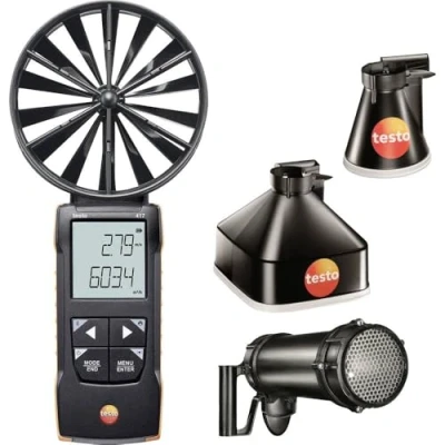 Image of testo 417 Kit 2 vane anemometer with measurement funnels and flow straightener