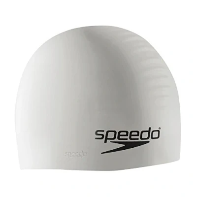 Image of Speedo Unisex Silicone Swim Cap, White, One Size UK