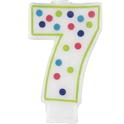Image of Unique Party 37307 Polka Dot Number 7 Birthday Candle