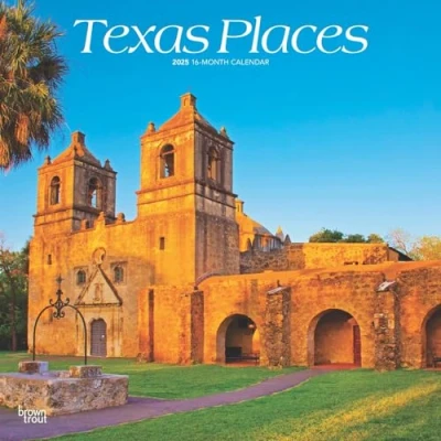 Image of Texas Places 2025 12 x 24 Inch Monthly Square Wall Calendar Plastic Free BrownTrout USA United States of America Southwest State Nature