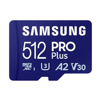 Image of Samsung PRO Plus MicroSD Card, 512 GB, UHS I U3, Full HD &amp; 4K UHD, Read Speed 180 MB/s, Write 130 Memory Card for Cameras and Drones, Includes USB Reader, MB MD512SA/EU