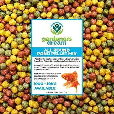 Image of GardenersDream All Round Pond Pellets Premium Quality Fish Food Mix Healthy, Nutritious &amp; Balanced Daily Feed for Aquatic High Protein, Great Source of Vitamins Easily Digestible (1kg)