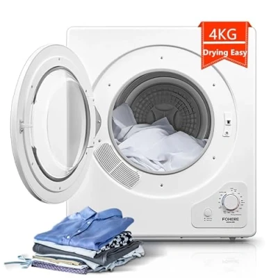 Image of 4KG Compact Vented Tumble Dryer, FOHERE Freestanding Table top Dryer with 5 Heat Settings, Stainless Steel Tub