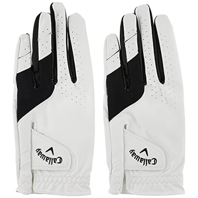 Image of Callaway Golf Weather Spann Glove (Worn on Left Hand, Cadet (Short Fingers) 2019, Large, White (2 pack))