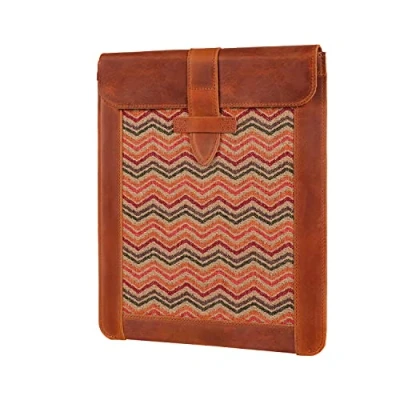 Image of Londo OTTO478 iPad Pro 12.9 Case 2020 Genuine Top Grain Leather with Woven Garment Design for 2018 3rd &amp; 4th Generation Compatible all 12 Inch Tablets Camel