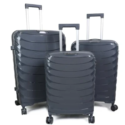Image of DIVCHI Luggage Sets 3 Piece Hard Shell Expandable Suitcases Lightweight Travel Trolley Suitcase with Spinner Wheels TSA Lock Telescopic Handle (Dark Grey)