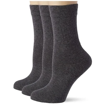 Image of Nur Die Women&#039;s 487805/Damen Ohne Gummi Socken 3er Socks, opaque, Gris (Graumelange 346), 6/8 (Pack of 3)