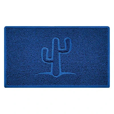 Image of Nicoman Cactus Embossed Shape Door Mat Dirt Trapper Washable Barrier Doormat (Use Indoor or Sheltered Outdoor) (75x44cm/29.5x17.3inches,Medium) Blue