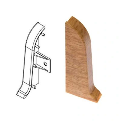 Image of Plastic Skirting Board Premium 2.5m PVC Left End Cap Reduta Oak M134