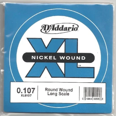 Image of D&#039;Addario XLB107 Nickel Wound Bass Guitar Single String, Long Scale, .107