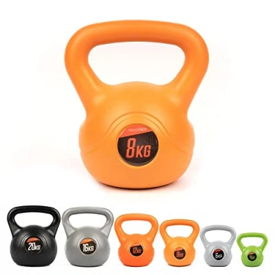 Image of Phoenix Fitness Unisex RY932 Vinyl Kettlebell Heavy Weight Kettle Bell for Strength and Cardio Training, Orange, 8KG