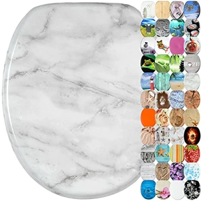 Image of Sanilo Toilet Seat, Wide Choice of Beautiful Seats, Stable Hinges, Easy to Mount (Marble)