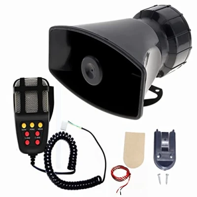Image of YIYIDA Black 130db 7 tone Vehicle Horn (YYDA850), Universal Fit, ABS, 12V, for Truck, Trailer, Motorcycle, Passenger Car, SUV, Watercraft, with Mic PA Speaker System