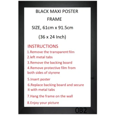 Image of BLACK MAXI POSTER FRAME (Black, Size,61 cm x 91.5 (36 24))