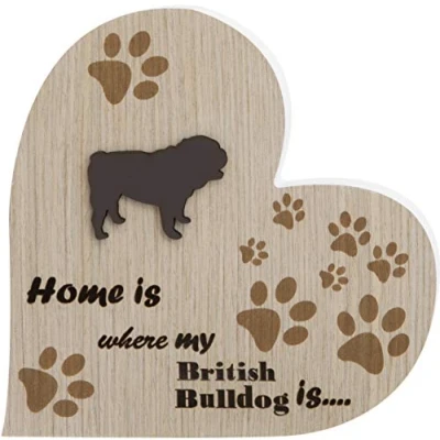 Image of Maturi Free Standing Home Is Where My Dog Heart Plaque British Bulldog