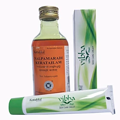 Image of (Pack of 2) KOTTAKKAL NALPAMARADI KERATAILAM (200MLX1) &amp; VIBHA Skin Care Cream (25GM)