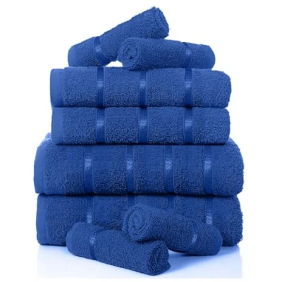 Image of GC GAVENO CAVAILIA Egyptian Cotton Towel Bale Set, Highly Absorbent &amp; Quick Dry Towels For Bathroom, (2 Hand 2 Bath 4 Face) 8 Piece Set Royal Blue