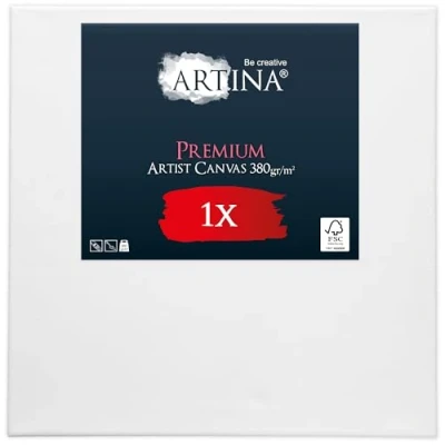 Image of Artina Painting Canvas Set 60x60 cm Premium FSC® Blank for Pre Stretched &amp; Triple Primed 100% Cotton 380 g/m² White Art Canvases