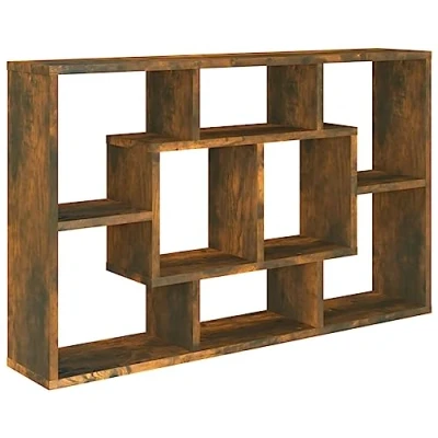 Image of vidaXL Wall Shelf Living Room Furniture Hanging Floating Display CD Storage Bookshelf Picture Ledge Smoked Oak Engineered Wood
