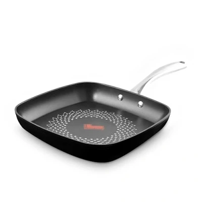 Image of Tower T900307 SmartStart Ultra Forged 26cm Aluminium Grill Pan with Easy Clean Aeroglide Non Stick, 15x Stronger, Induction Compatible, Oven Safe up to 220, Long Lasting, PFOA Free