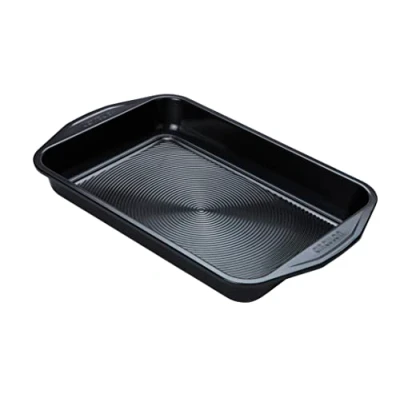 Image of Circulon Ultimum Deep Baking Tray Non Stick Rectangular Cake or Roasting Tin, Durable Carbon Steel, Freezer and Dishwasher Safe Bakeware, 39.5 x 25 5cm, Black