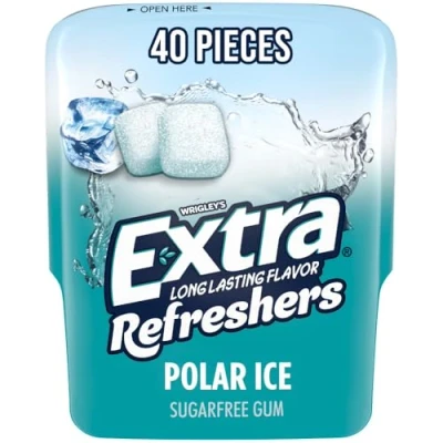 Image of Wrigleys Extra Refreshers Polar Ice Sugar Free Chewing Gum 40 Piece Tub