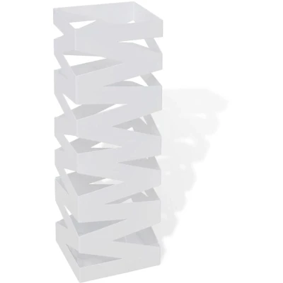 Image of vidaXL White Square Umbrella Stand Storage Holder Walking Stick Steel 48.5 cm