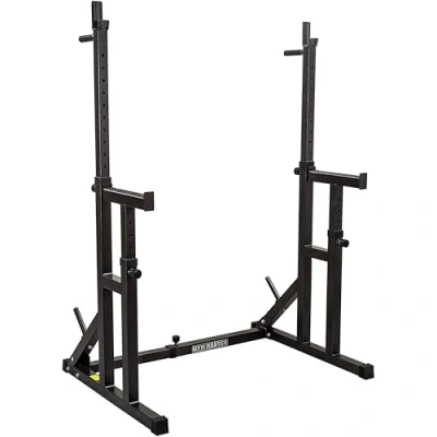 Image of GYM MASTER Fully Adjustable Heavy Duty Squat &amp; Bench Press Rack With Multi Position Spotter, Dip Bars Weight Plate Holders
