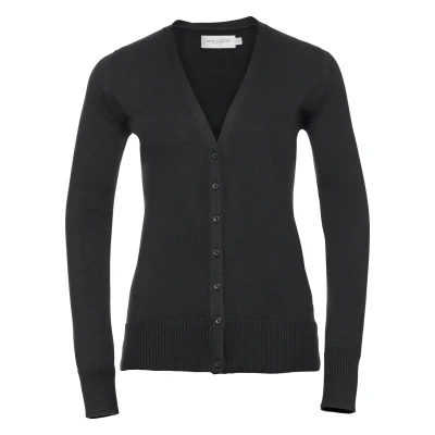 Image of Russell Athletic Collection Ladies/Womens V neck Knitted Cardigan (Black) Size 2XS