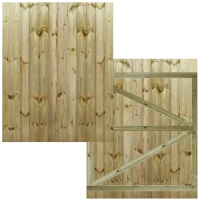 Image of Bespoke Custom Made to Measure UPTO HEIGHT: 6ft (180cm High) Tongue &amp; Groove Fully Framed Flat Top Pathway Garden Pedestrian Gate [Width Between 120CM 135CM Hinge Pack Option Removed