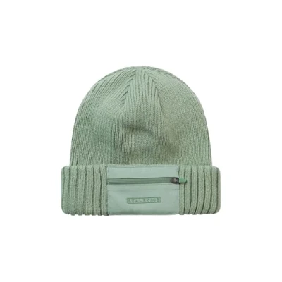 Image of SEALSKINZ Colby Unisex Waterproof Zipped Pocket Rib Knit Beanie Hat for Everyday &amp; Outdoor Activities EcoTeflon Technology Green