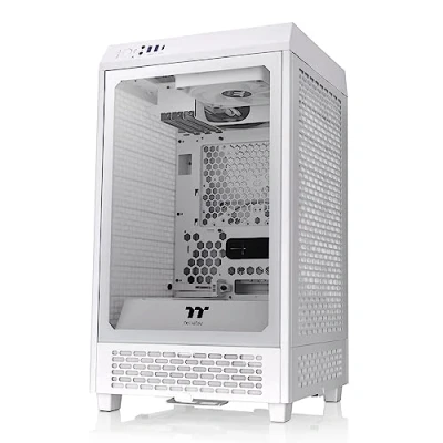 Image of Thermaltake Tower 200 Snow Mini ITX Computer Case; 2x140mm Pre Installed White CT140 Fans; Supports GPU Length Up to 380mm; CA 1X9 00S6WN 00; White; 3 Year Warranty