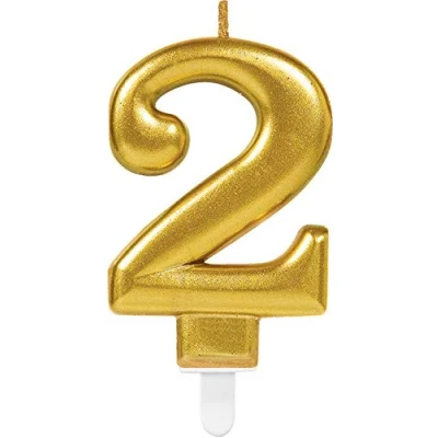 Image of (PKT) Adult Metallic Gold Candle Number 2