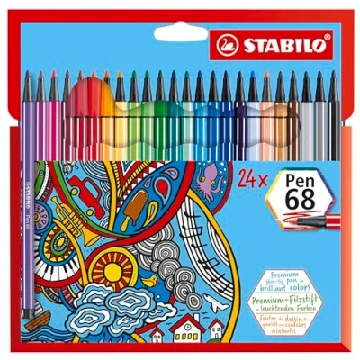 Image of STABILO Premium Fibre Tip Pen 68 Pack of 24 Assorted Colours