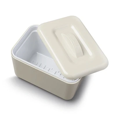 Image of Zeal Insulated Butter Dish, Large 500 grams Capacity Double Walled Tub/Container with Lid, Melamine Cream