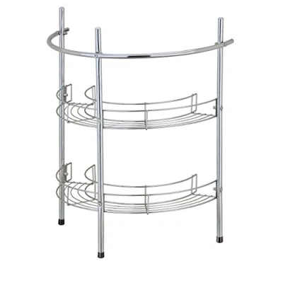 Image of EHC Basin Chrome Bathroom 2 Tier Sink Storage Rack Unit Shelf &amp; Towel Rail, Multi Colour