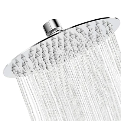 Image of Rainfall Shower Head, NEWRAIN Rain Fixed Waterfall Heads, 8 Inch Stainless Steel Large Showerhead,High Pressure Round Heads Chrome Finish