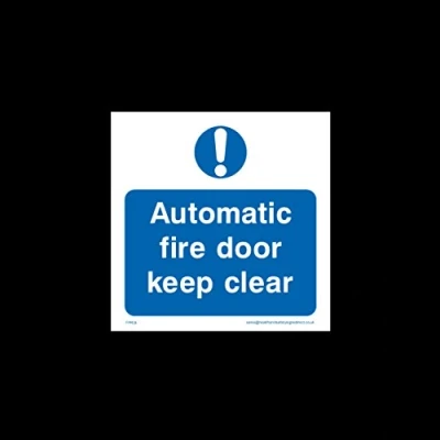 Image of Automatic Fire door keep clear Sticker/Self Adhesive Sign Exit, Gangway, Emergency, Route (FPR24)